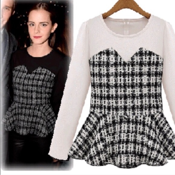 COSB Tops - Black & White Houndstooth Top